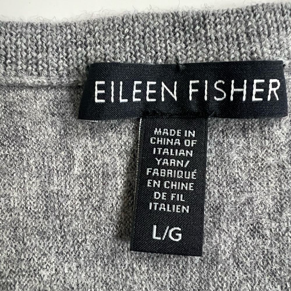 Eileen Fisher Merino Wool Colorblock Tunic Sweater – Gray (Size L) - Picture 3 of 6